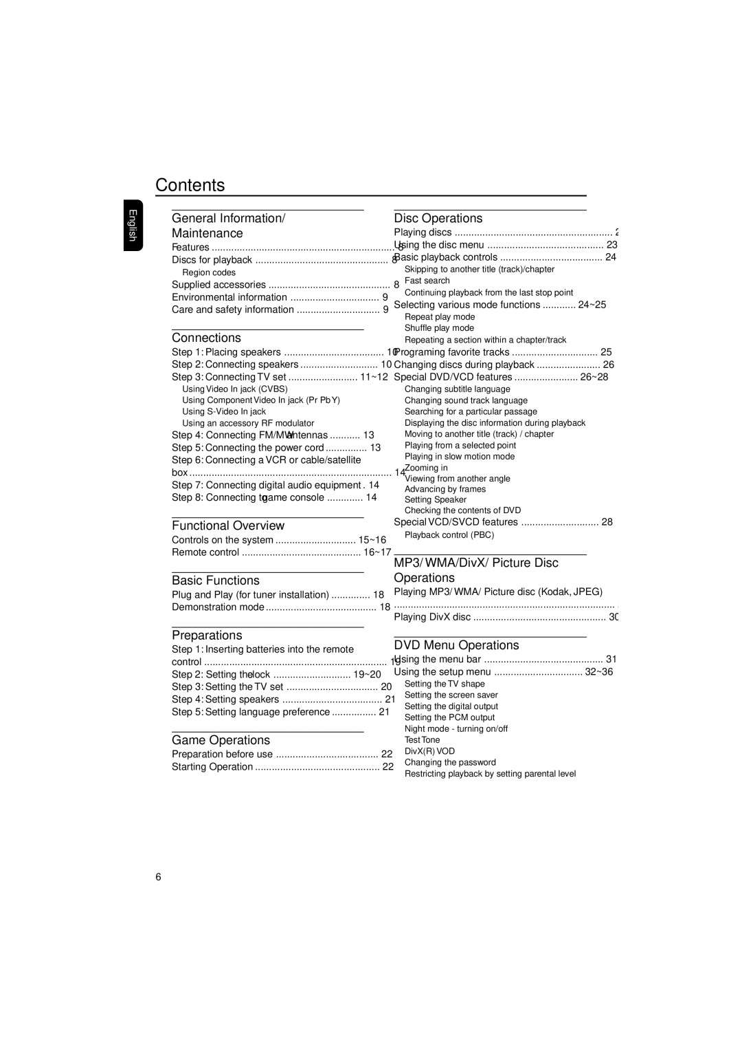 Philips FWD790/21M manual Contents 