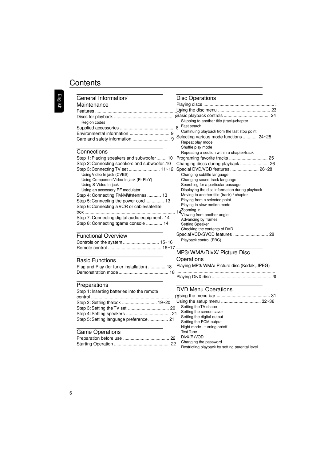 Philips FWD796/21 manual Contents 