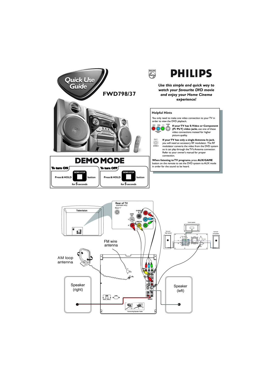 Philips FWD798/37 owner manual Use this simple and quick way to, watch your favourite DVD movie, AM loop antenna 