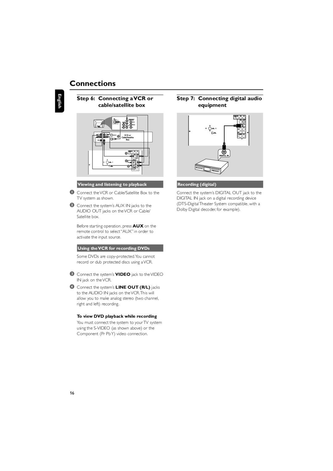 Philips FWD798/37B owner manual Viewing and listening to playback, Using the VCR for recording DVDs 