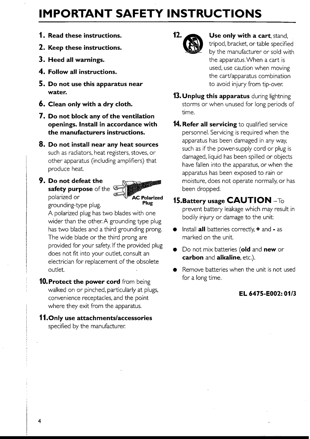 Philips FWI1000 manual 