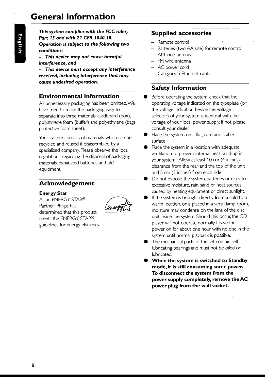Philips FWI1000 manual 