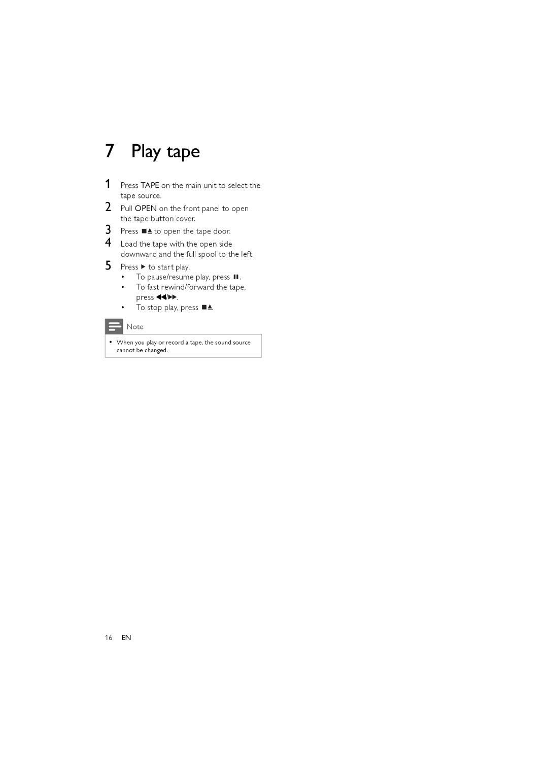 Philips FWM154/05 user manual Play tape 