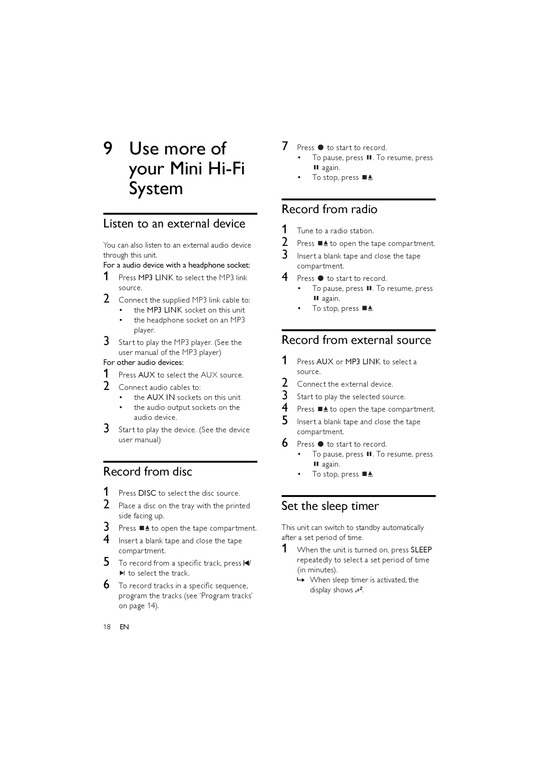 Philips FWM154/05 user manual Use more of your Mini Hi-Fi System 