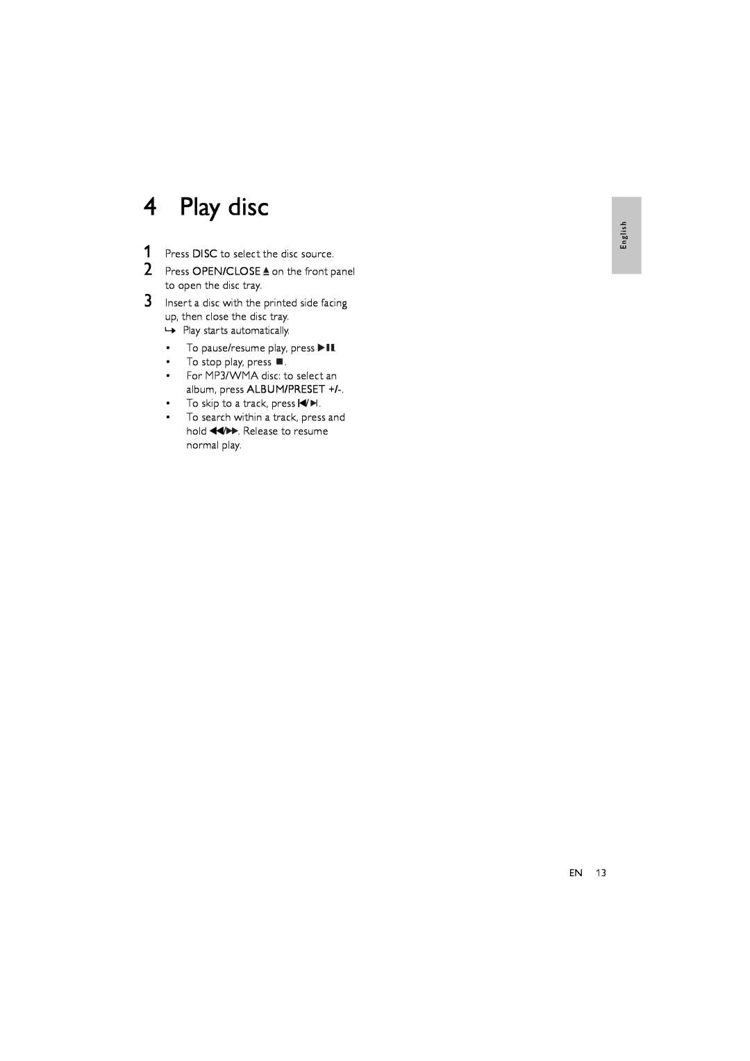 Philips FWM154/05 user manual Play disc 