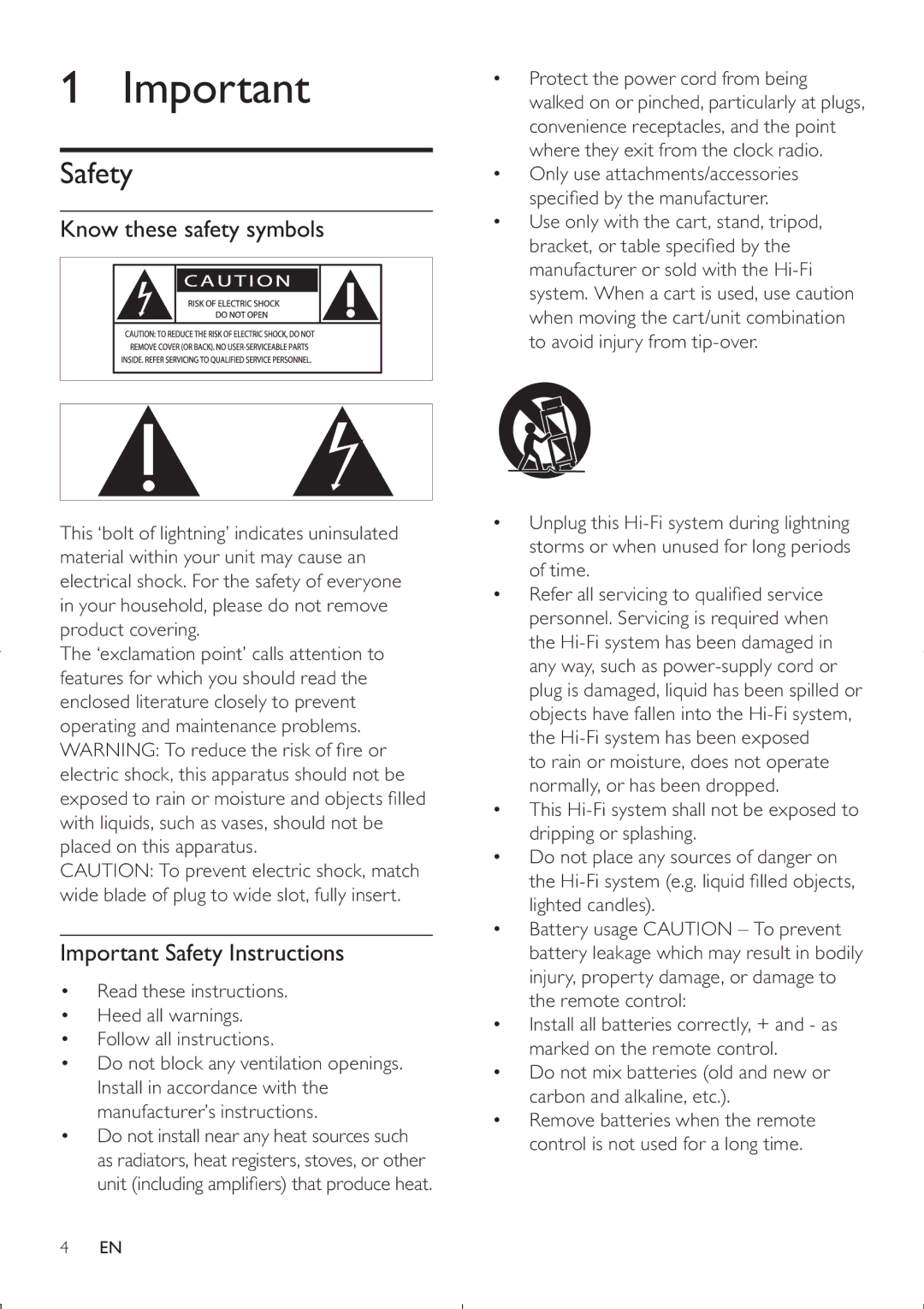 Philips FWM200D/12 user manual Know these safety symbols, Important Safety Instructions 