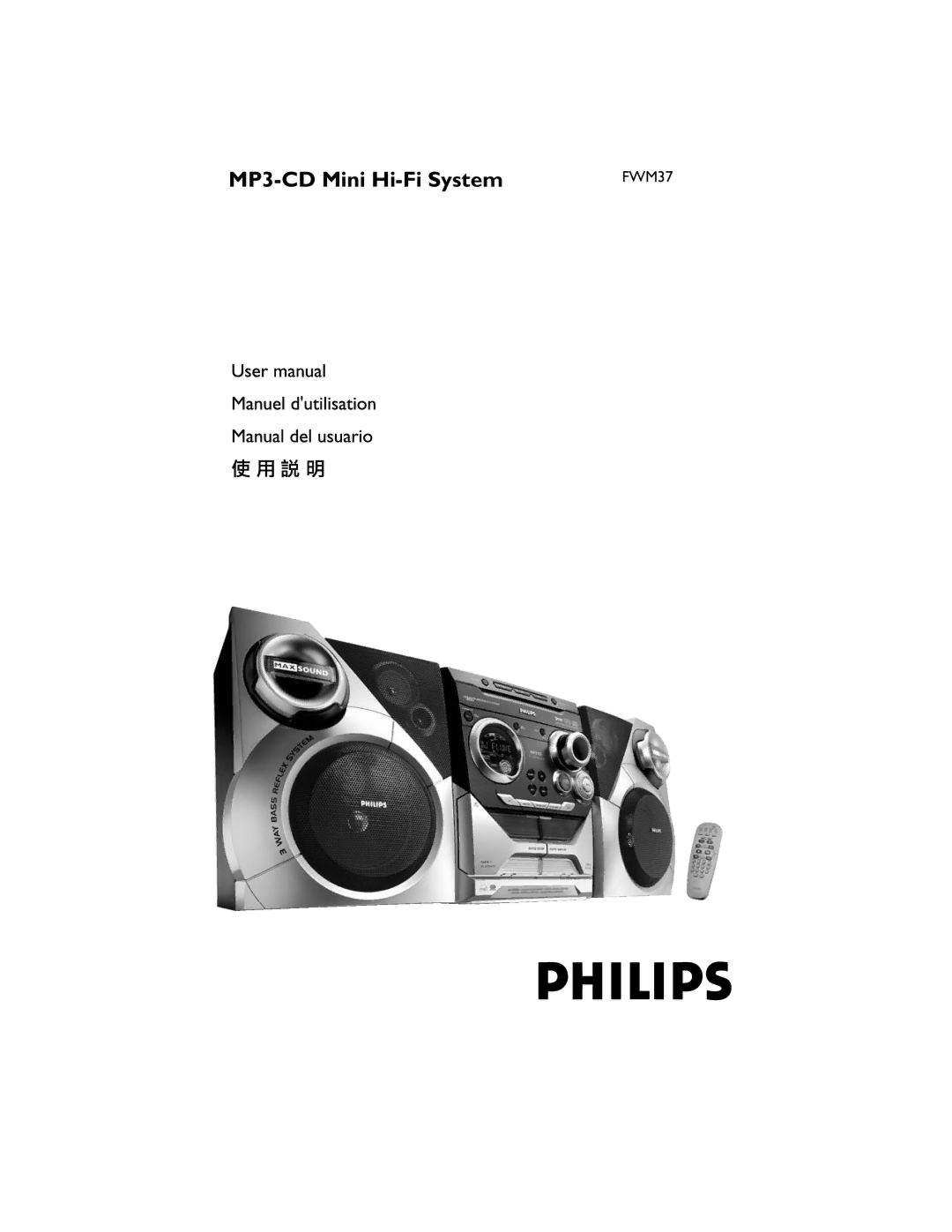 Philips FWM37 manual MP3-CD Mini Hi-Fi System 