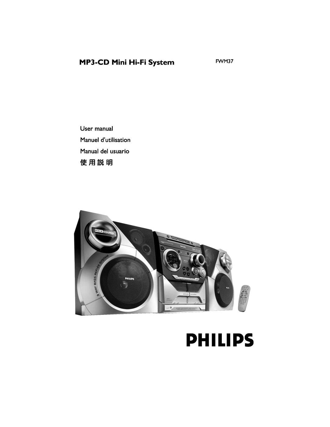 Philips FWM37 manual MP3-CDMini Hi-FiSystem 