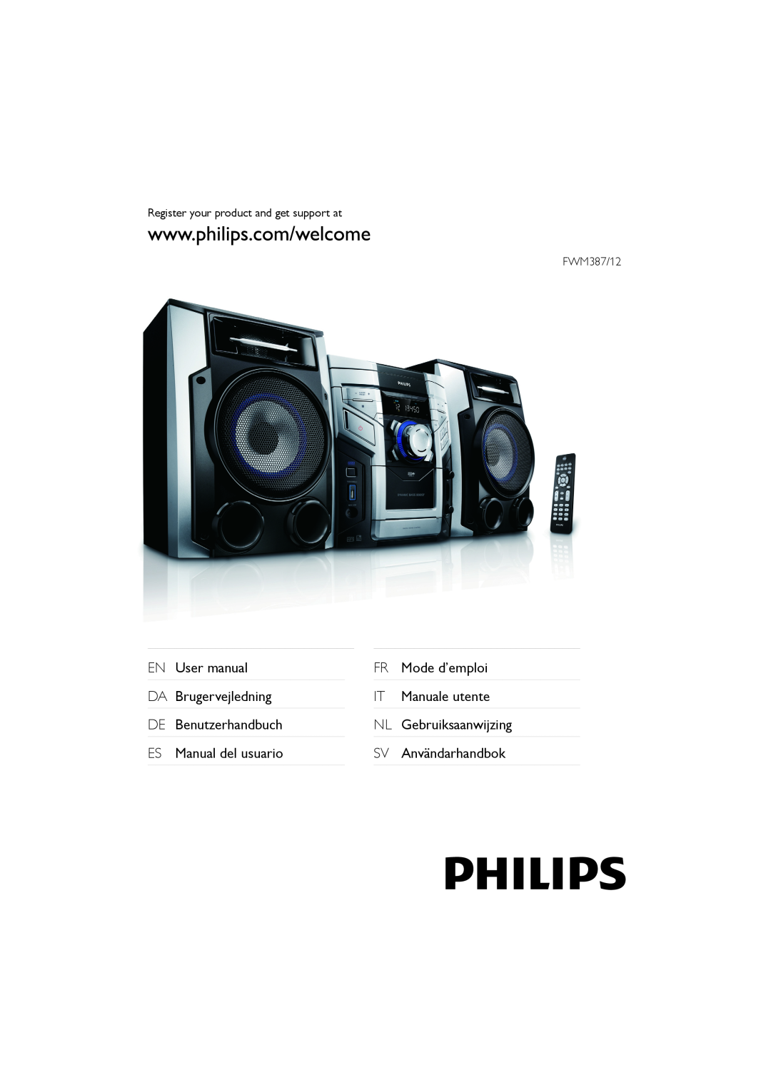 Philips FWM387/12 user manual ES Manual del usuario, FR Mode d’emploi IT Manuale utente NL Gebruiksaanwijzing 