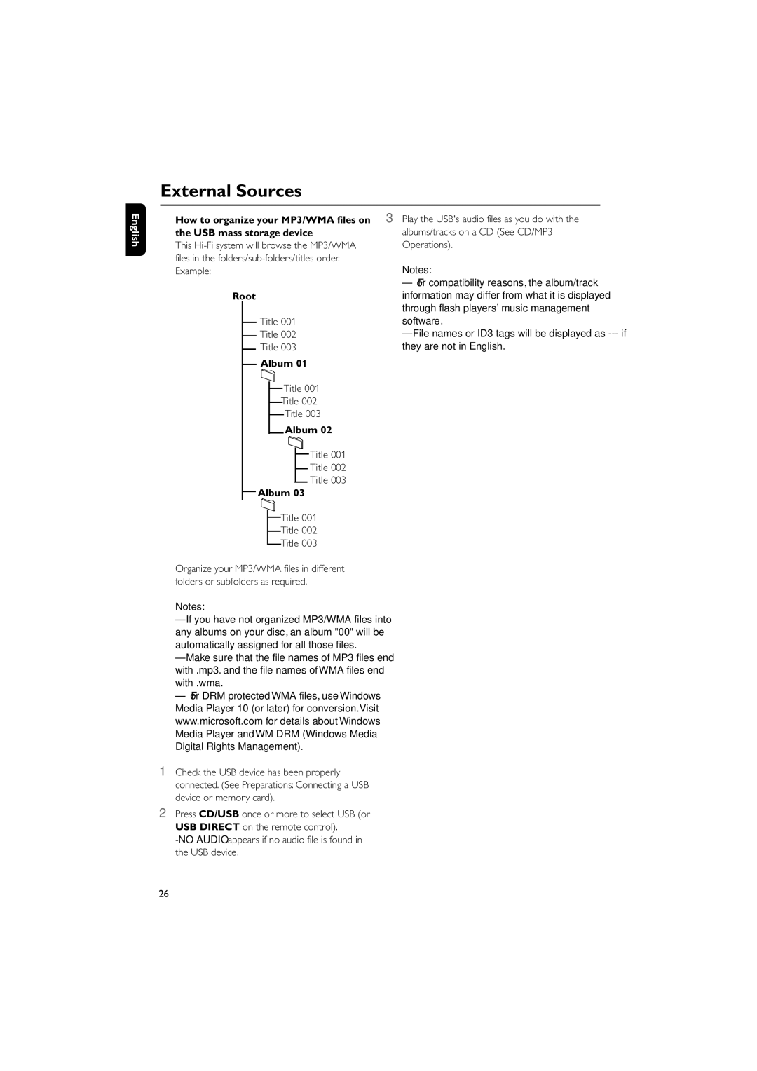 Philips FWM575/37B owner manual Root, Title, Album 