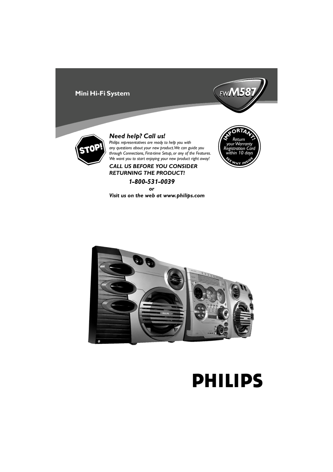 Philips FWM587/37B warranty 