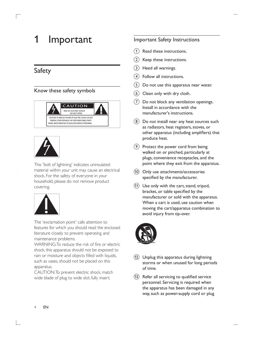 Philips FWP3200D user manual Know these safety symbols, Important Safety Instructions, Produce heat 