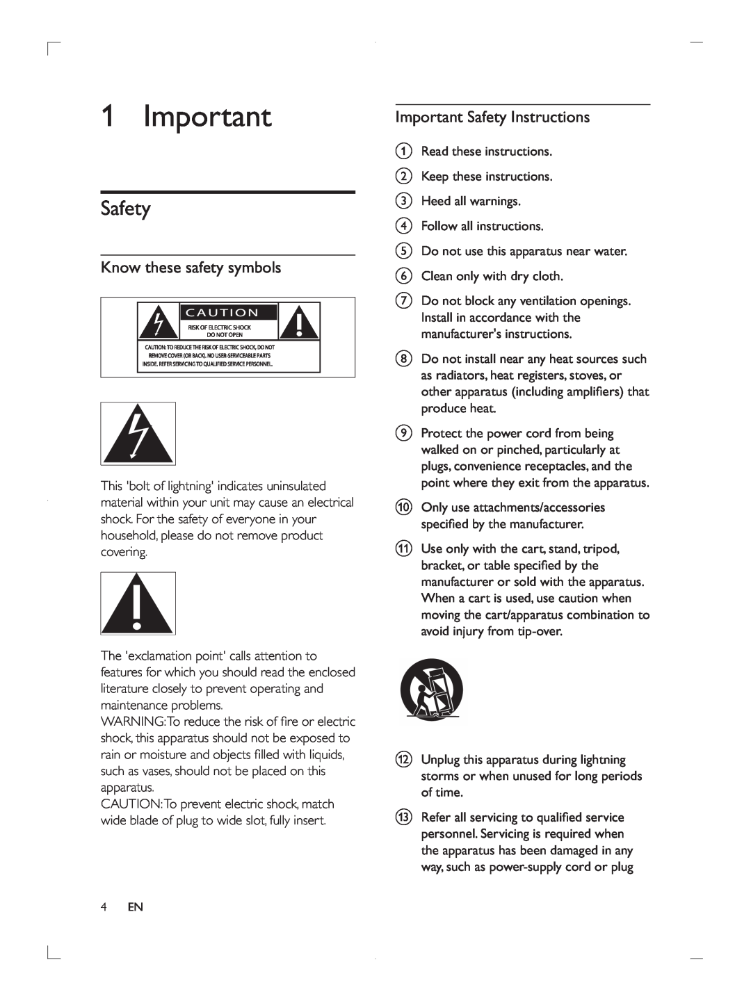 Philips FWP3200D user manual Know these safety symbols, Important Safety Instructions 