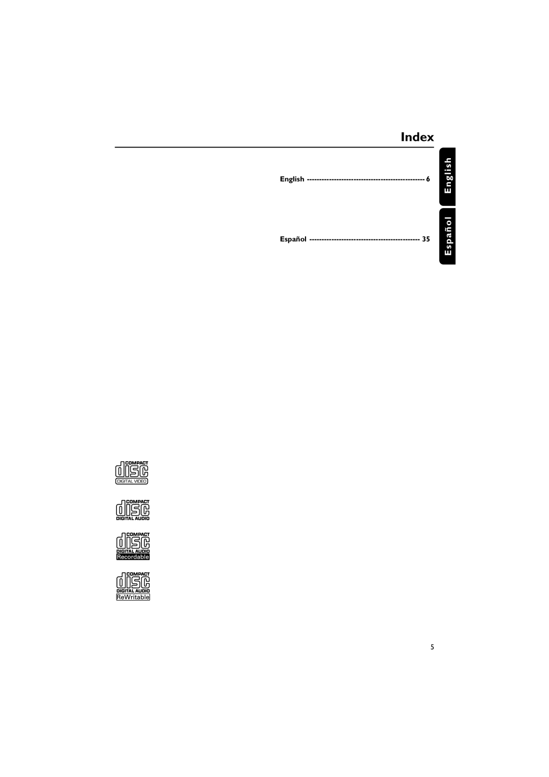 Philips FWV357/55 manual Index 