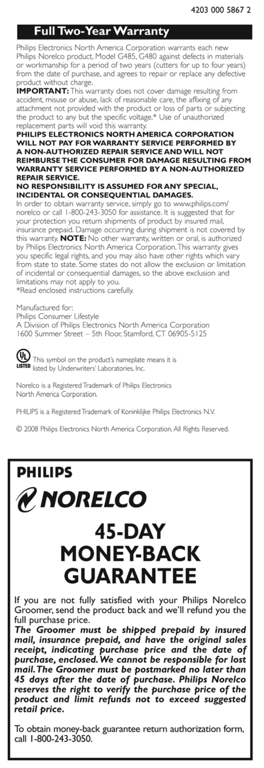 Philips G480 manual 