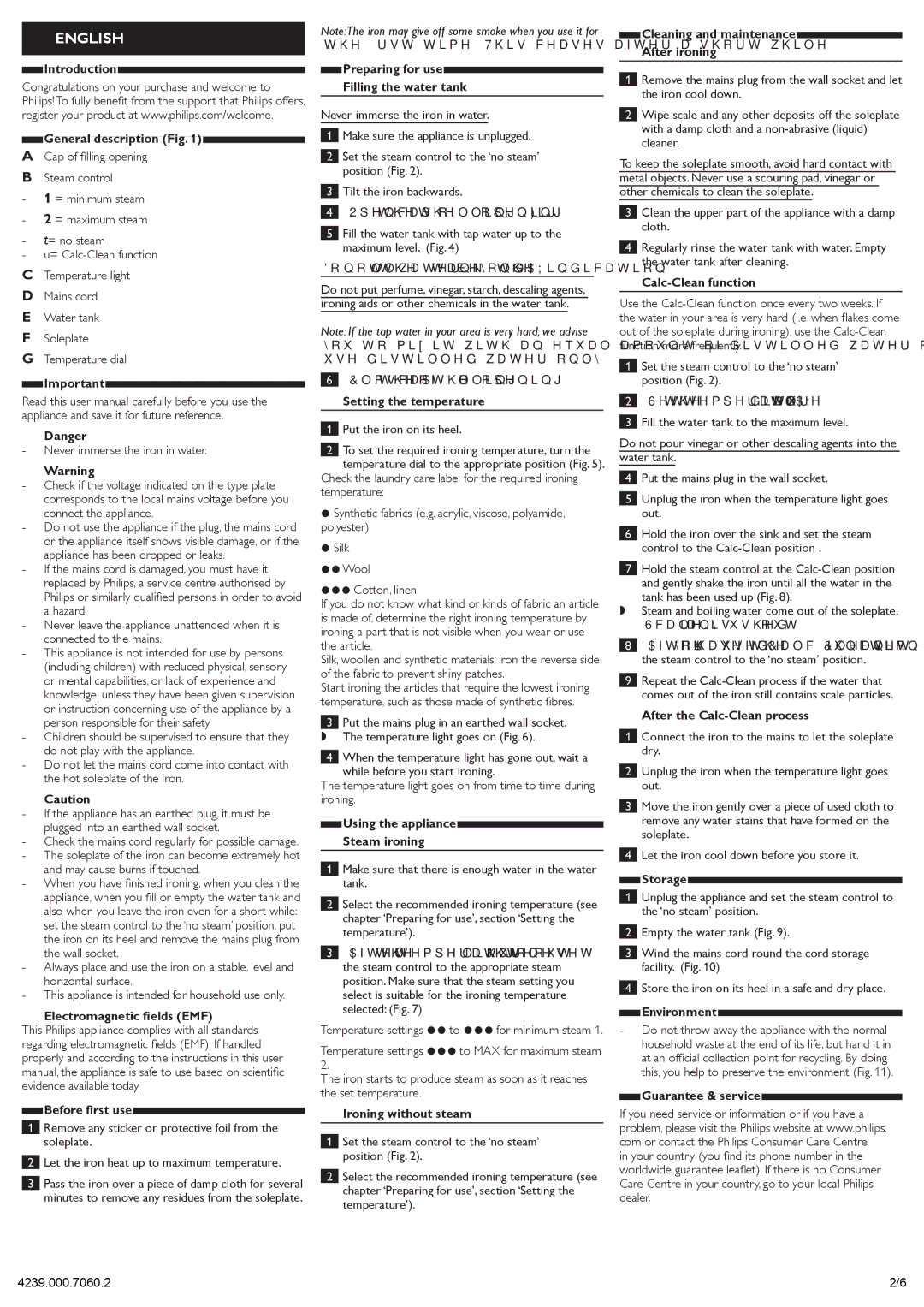 Philips GC1421 Introduction General description Fig, Electromagnetic fields EMF Before first use, Setting the temperature 