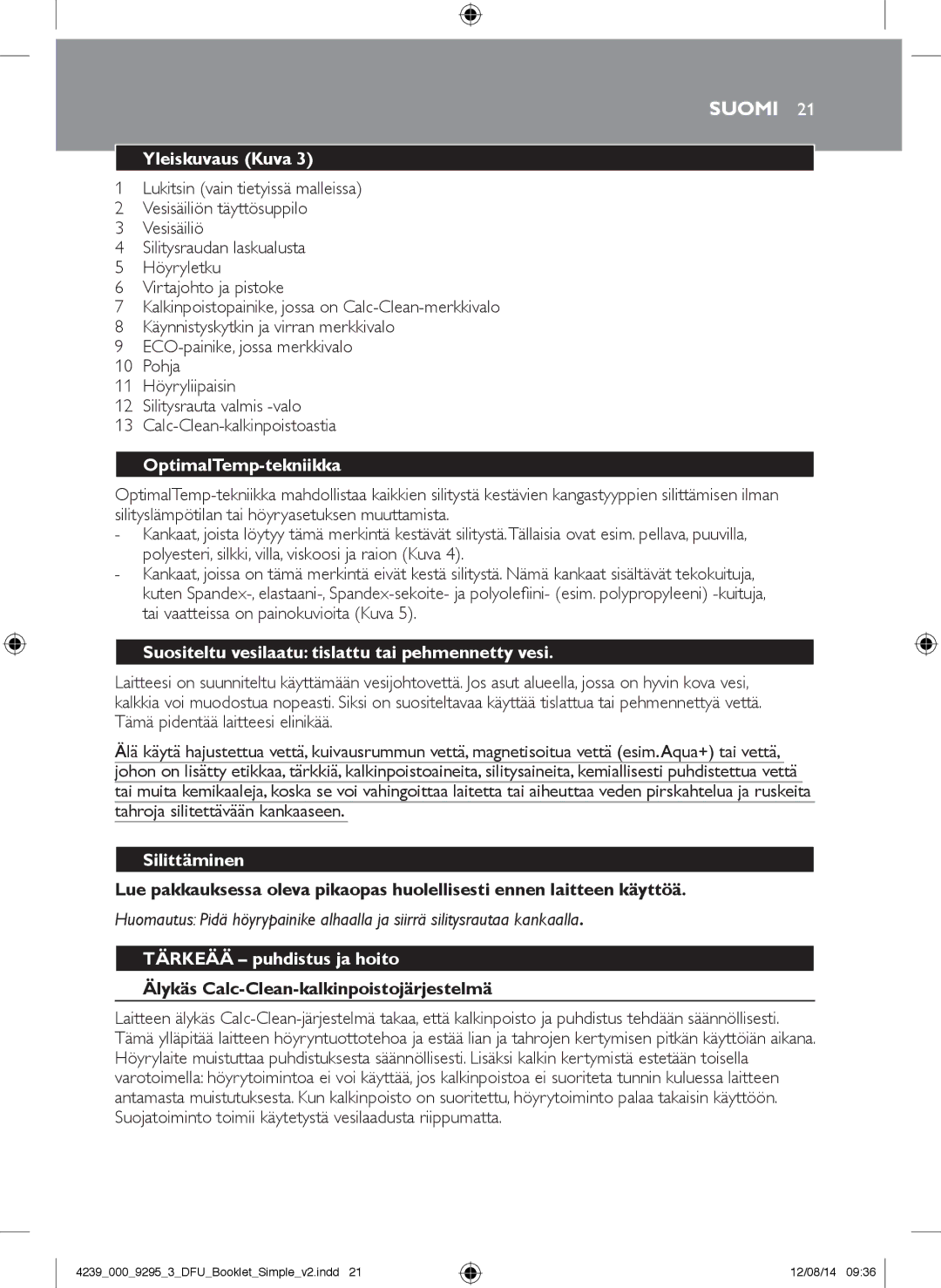 Philips GC7000 user manual Suomi 