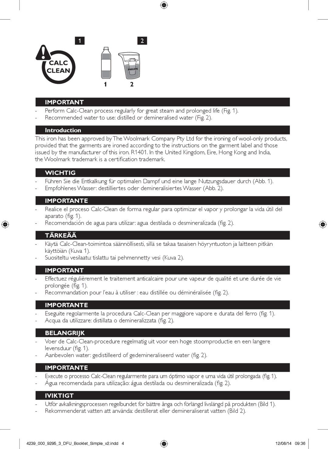 Philips GC7000 user manual Introduction, Woolmark trademark is a certification trademark 