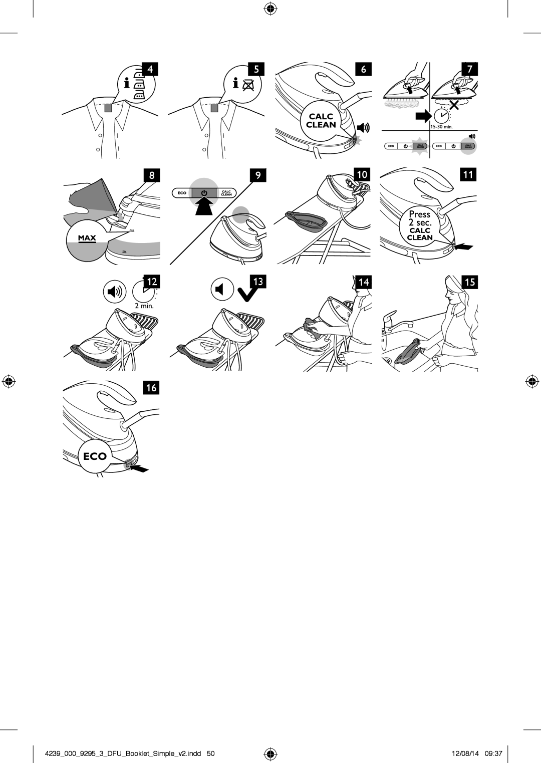 Philips GC7000 user manual 12131415, Min 