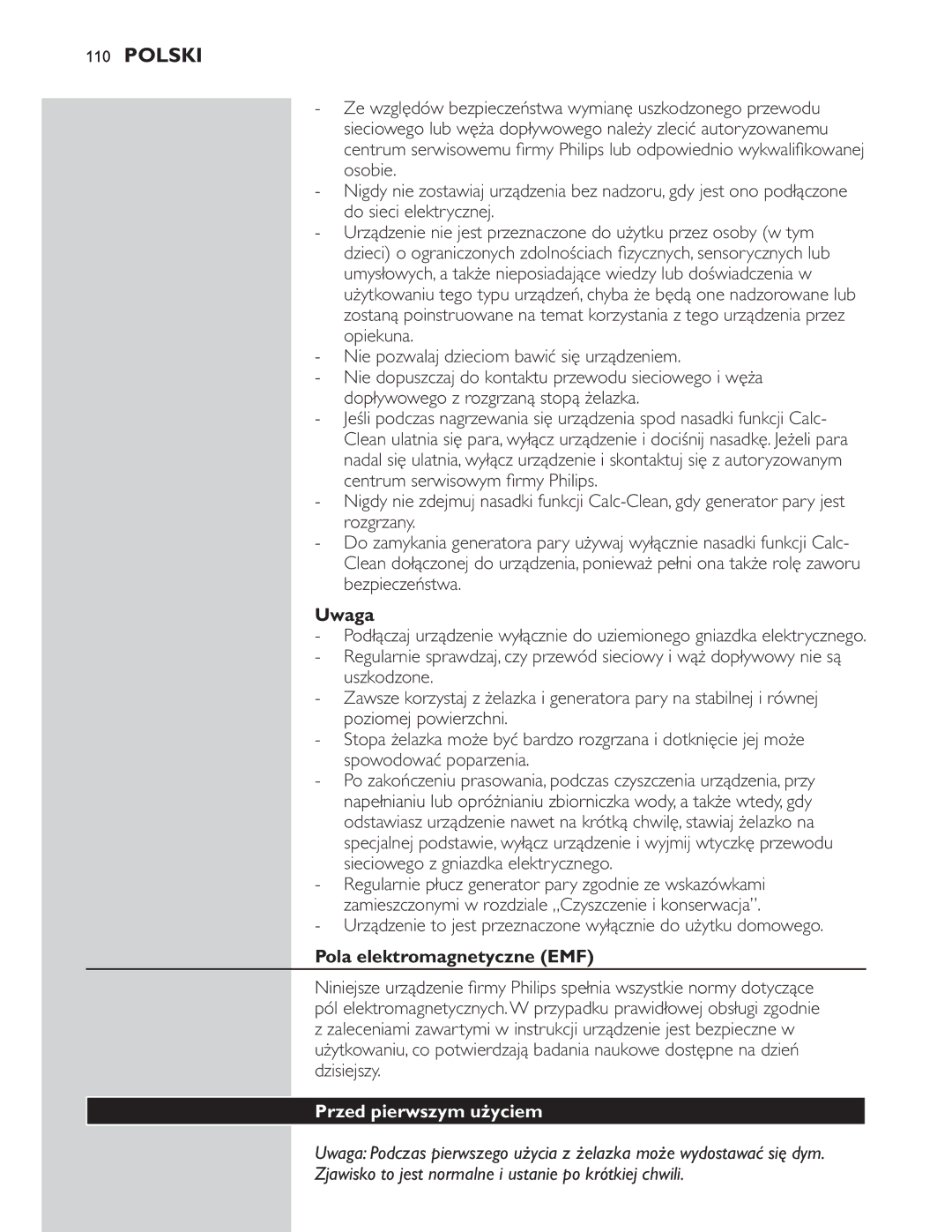 Philips GC8300 Series manual Pola elektromagnetyczne EMF 