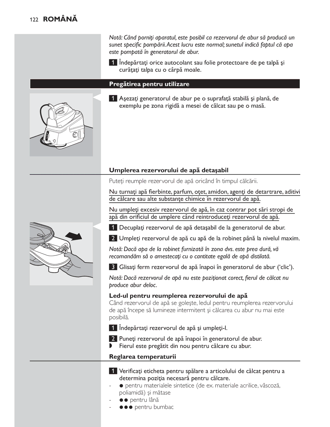 Philips GC8300 Series manual Reglarea temperaturii 