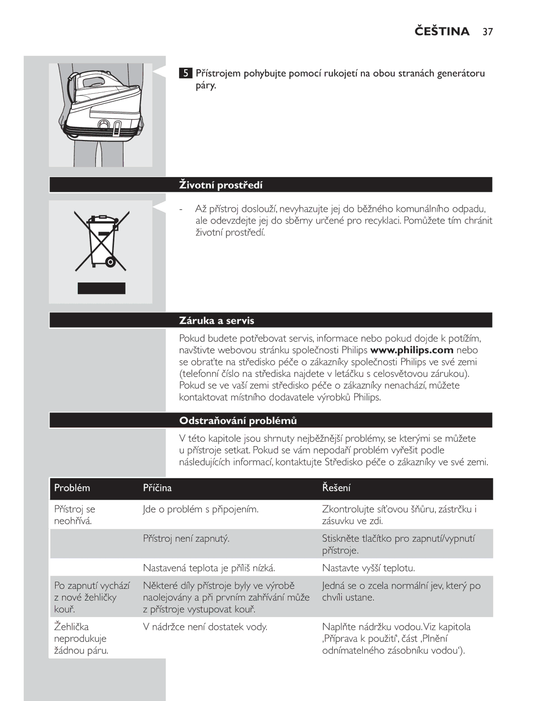 Philips GC8300 Series manual Záruka a servis 