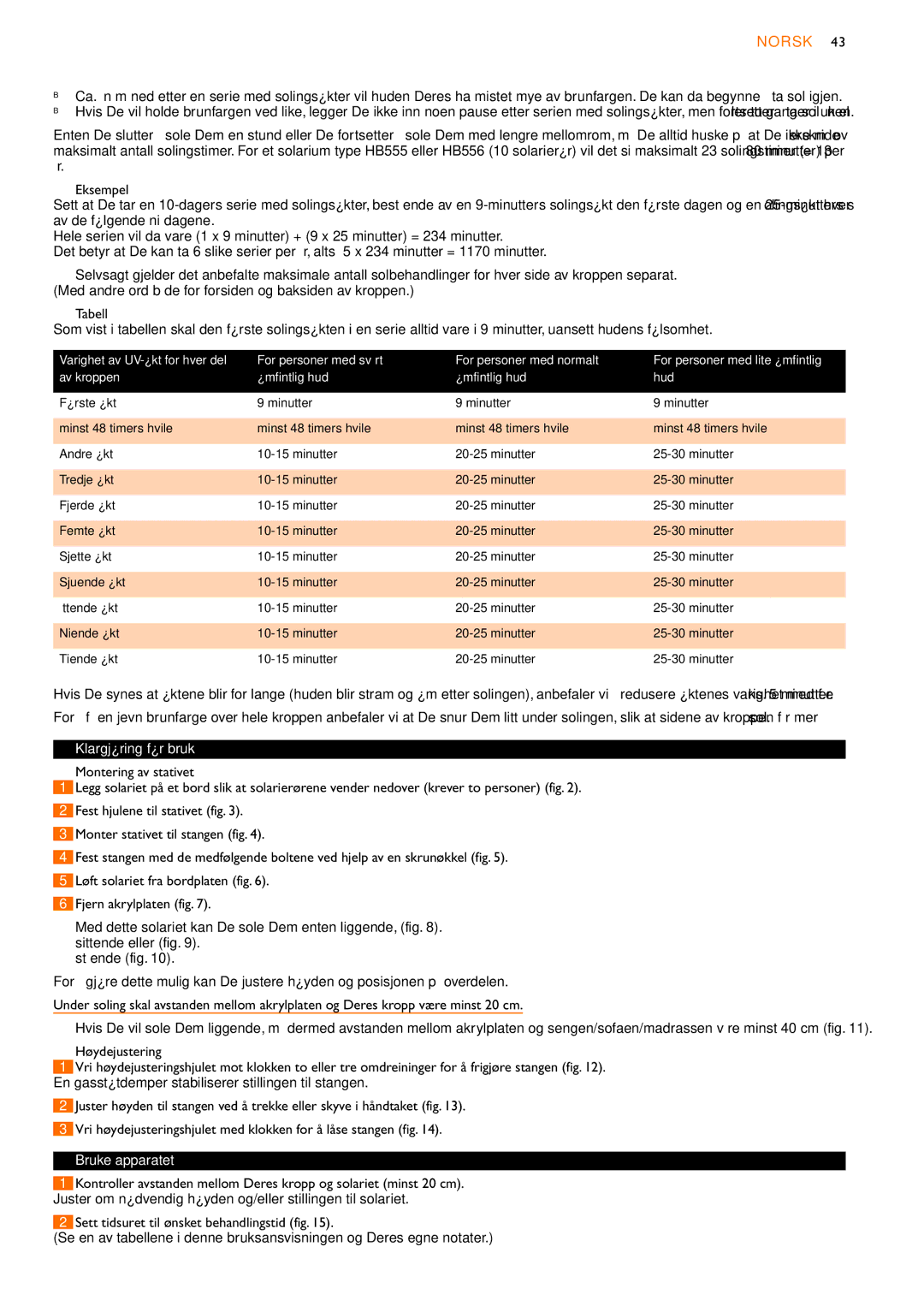 Philips HB555, HB556, HB554 manual Klargjøring før bruk, Bruke apparatet, Av kroppen Ømfintlig hud Hud 