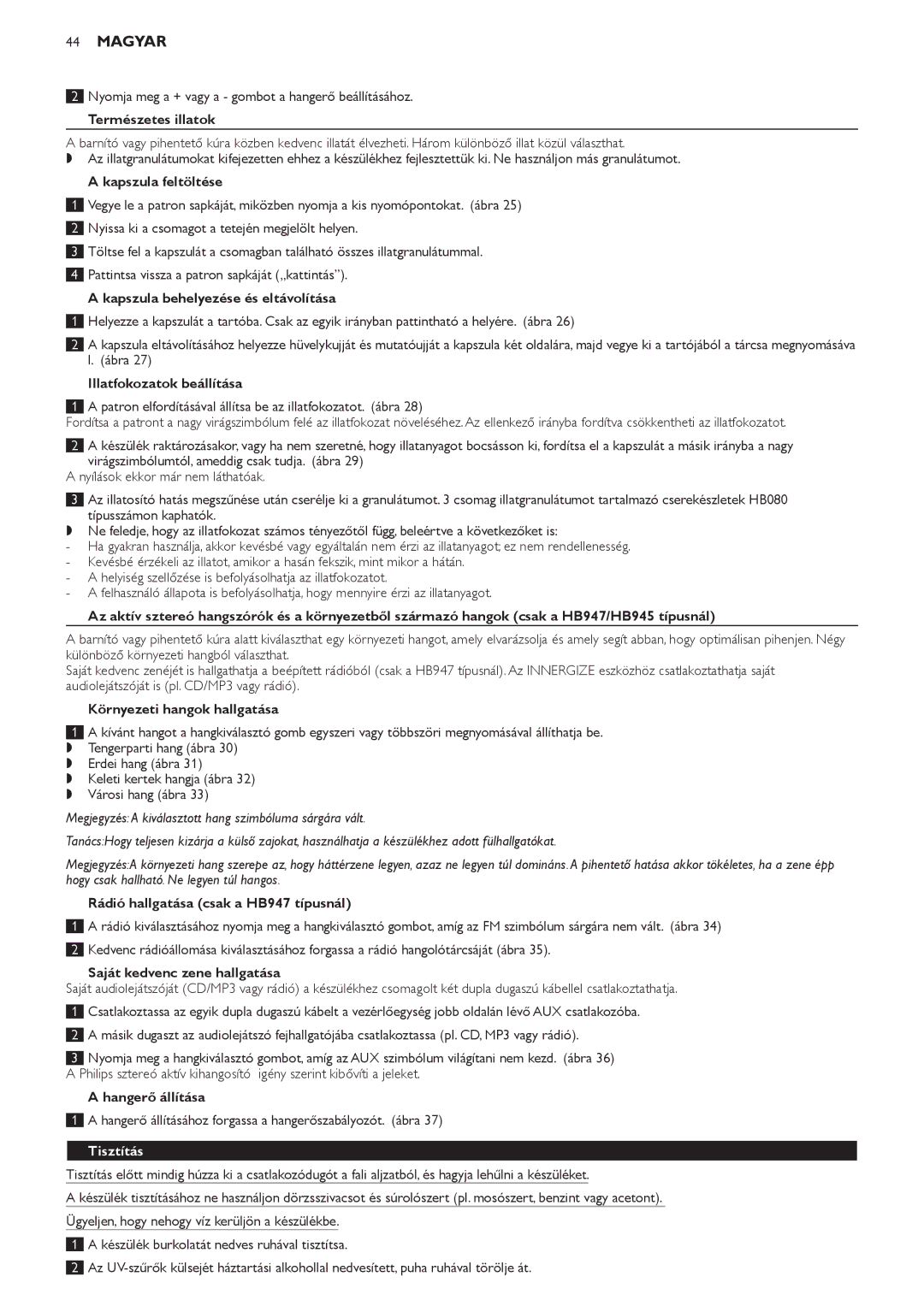 Philips HB947, HB945, HB933 manual Tisztítás 