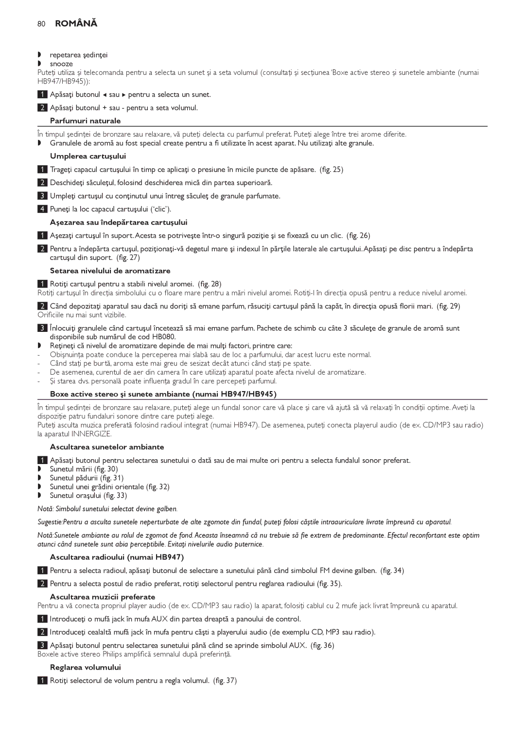 Philips HB947, HB945, HB933 manual 80 Română 