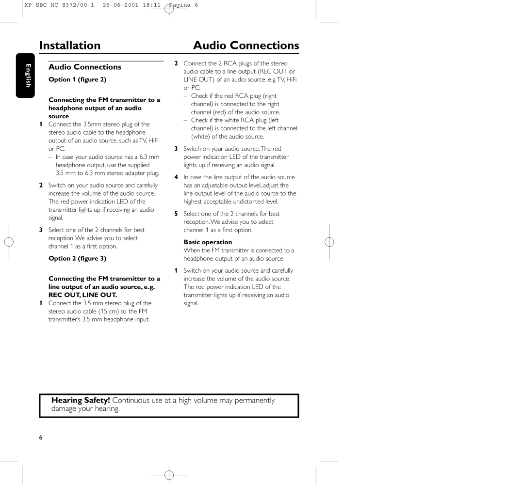 Philips HC 8372 manual Audio Connections, REC OUT, Line OUT, Basic operation 