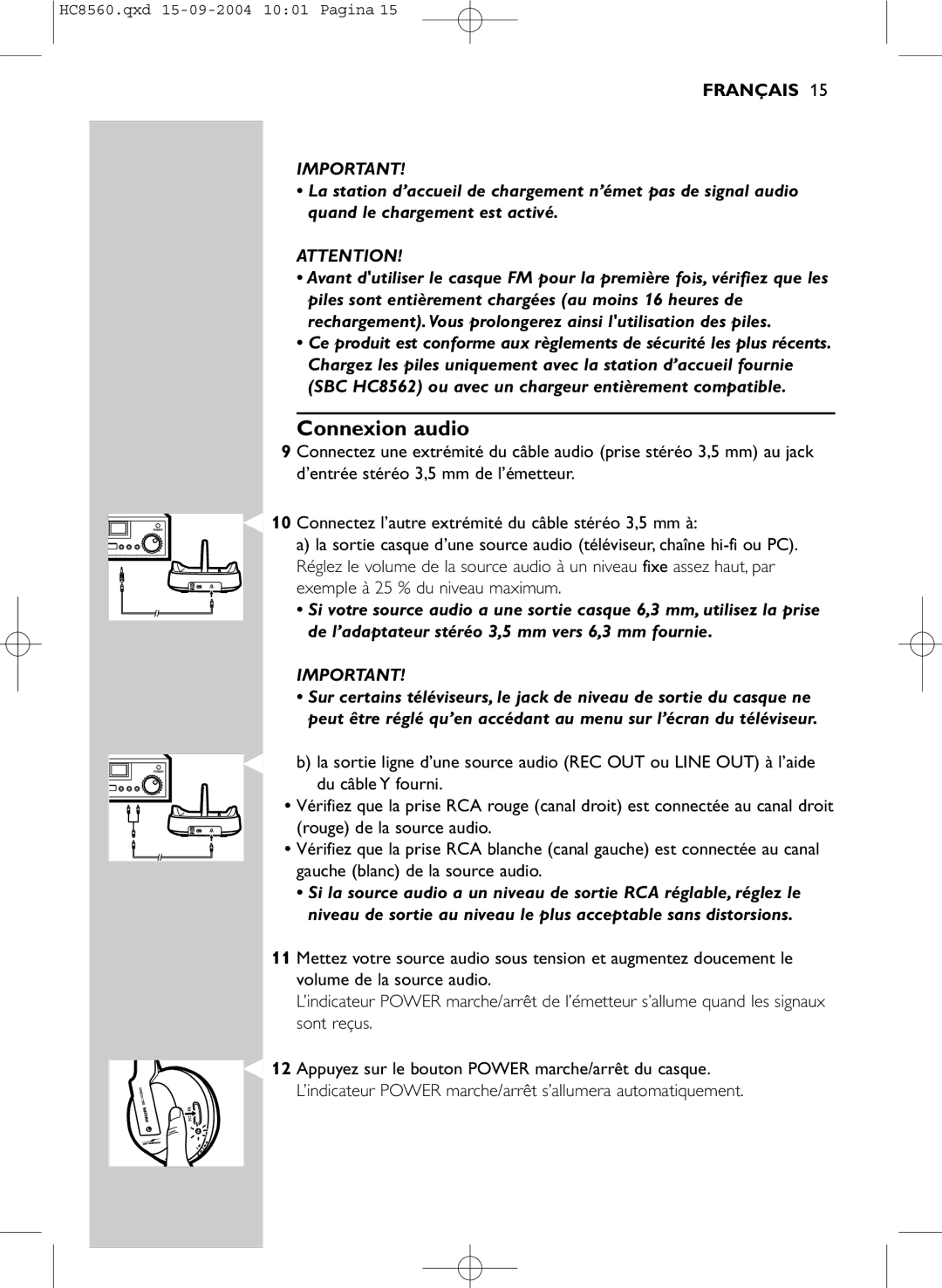 Philips HC 8560 manual Connexion audio 