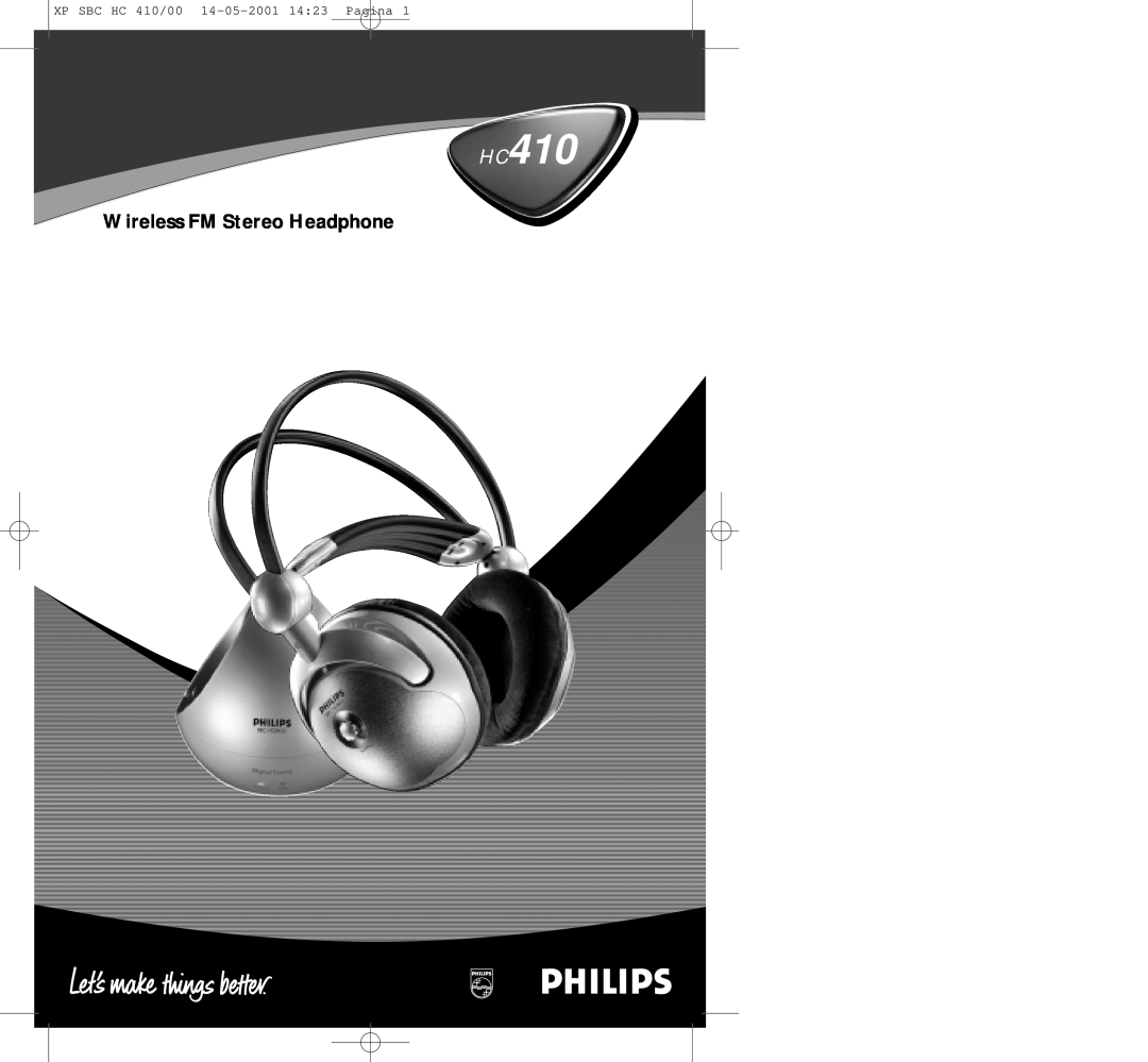 Philips HC410 manual Wireless FM Stereo Headphone, XP SBC HC 410/00 14-05-2001 1423 Pagina 