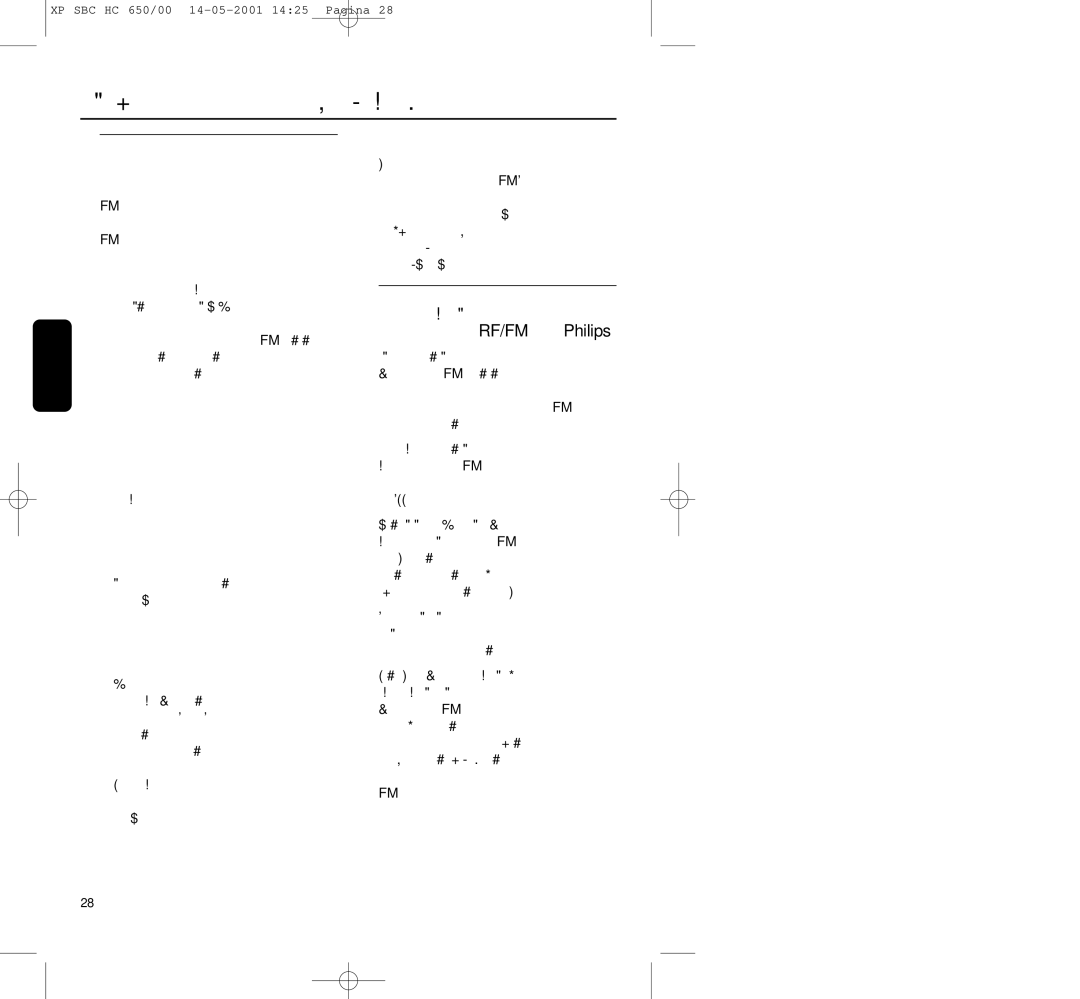 Philips HC650 manual Rf/Fm 