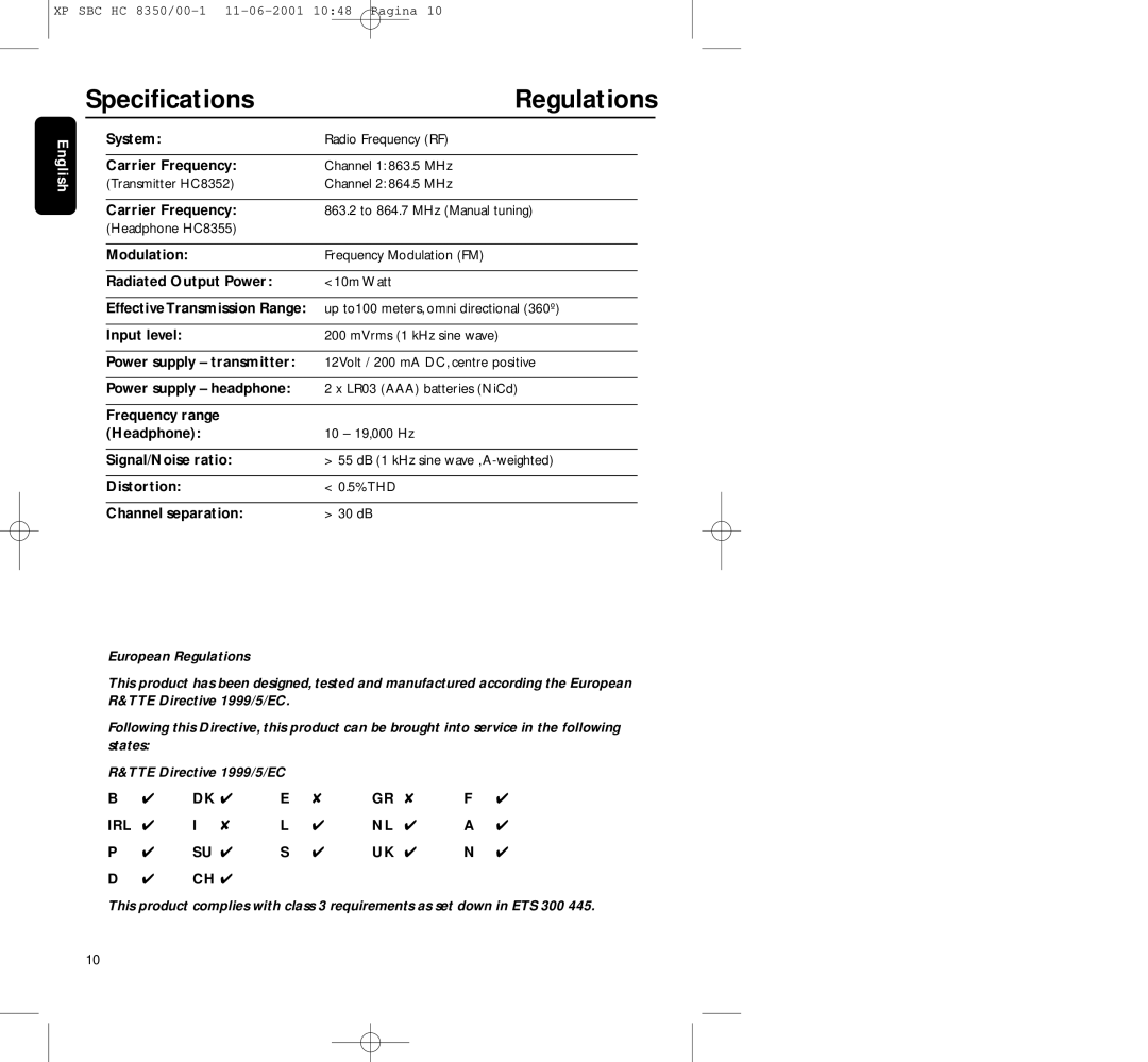 Philips HC8350 manual Speciﬁcations, Regulations 