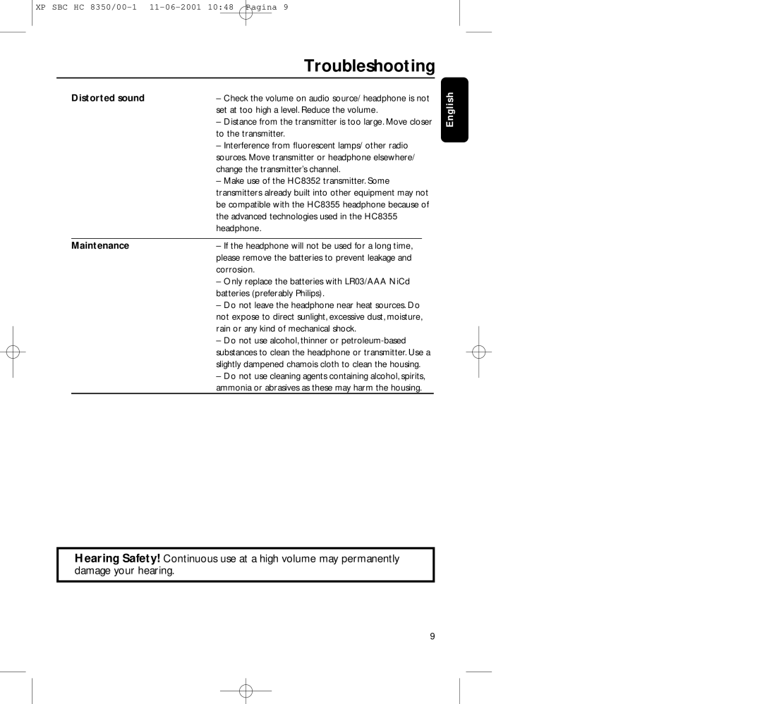 Philips HC8350 manual Distorted sound Maintenance 