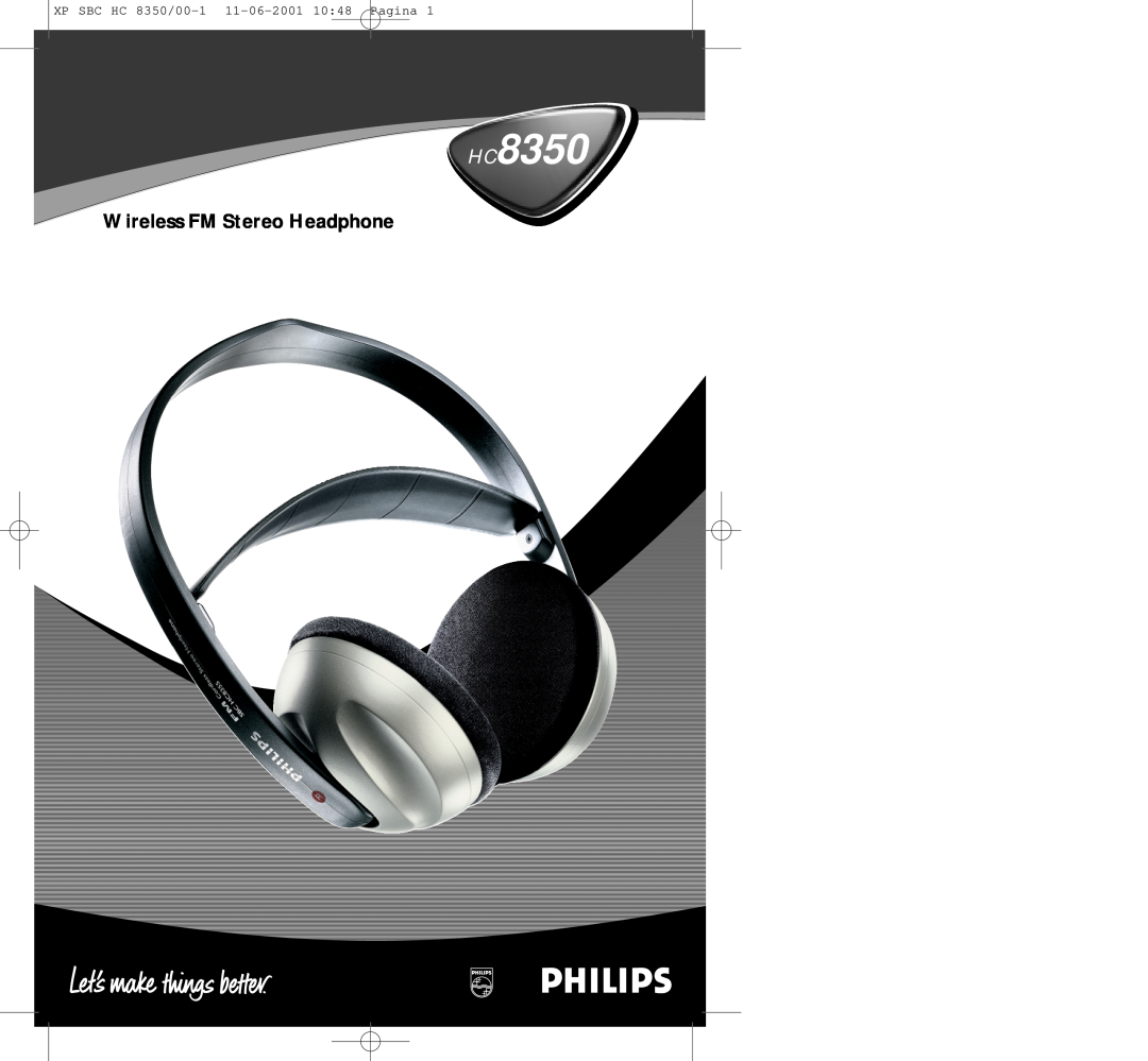Philips HC8350 manual Wireless FM Stereo Headphone, XP SBC HC 8350/00-1 11-06-200110 48 Pagina 