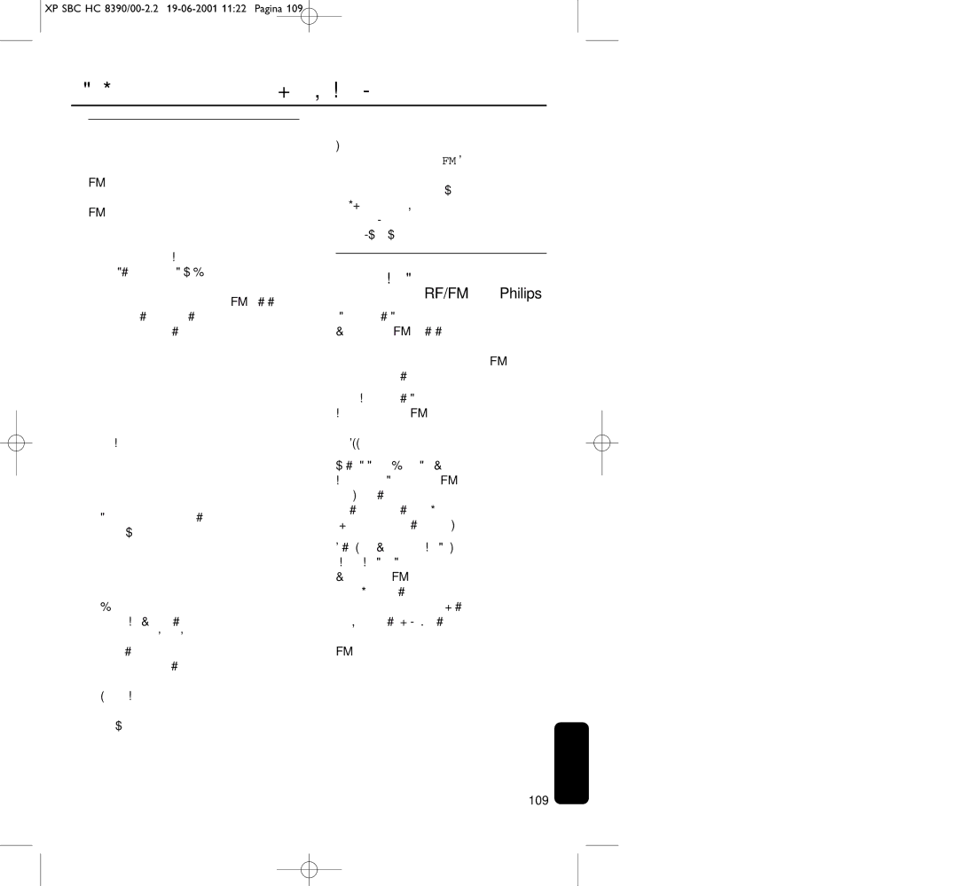 Philips HC8390 manual RF/FM Philips, 109 