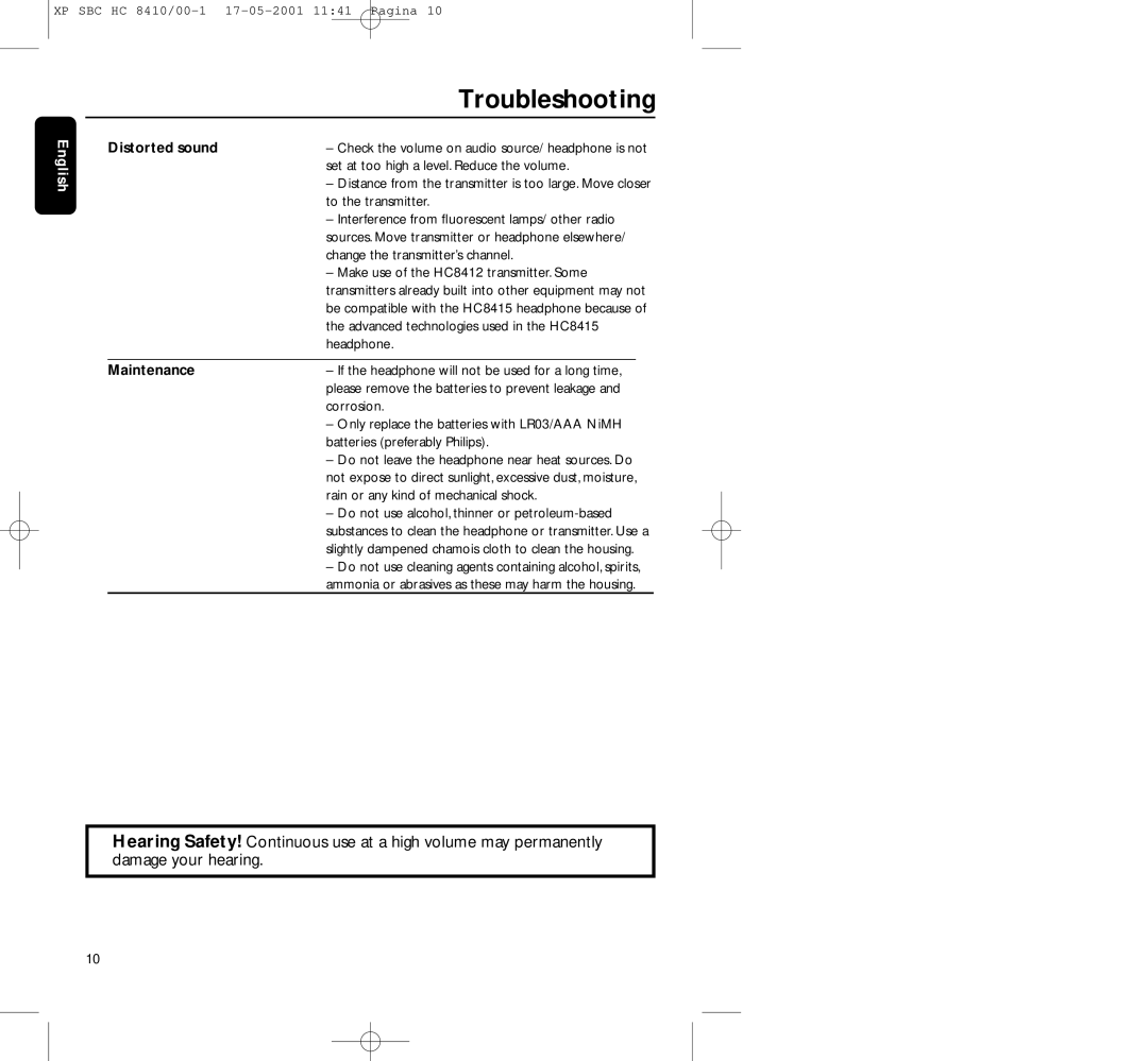 Philips HC8410 manual Troubleshooting, Maintenance 