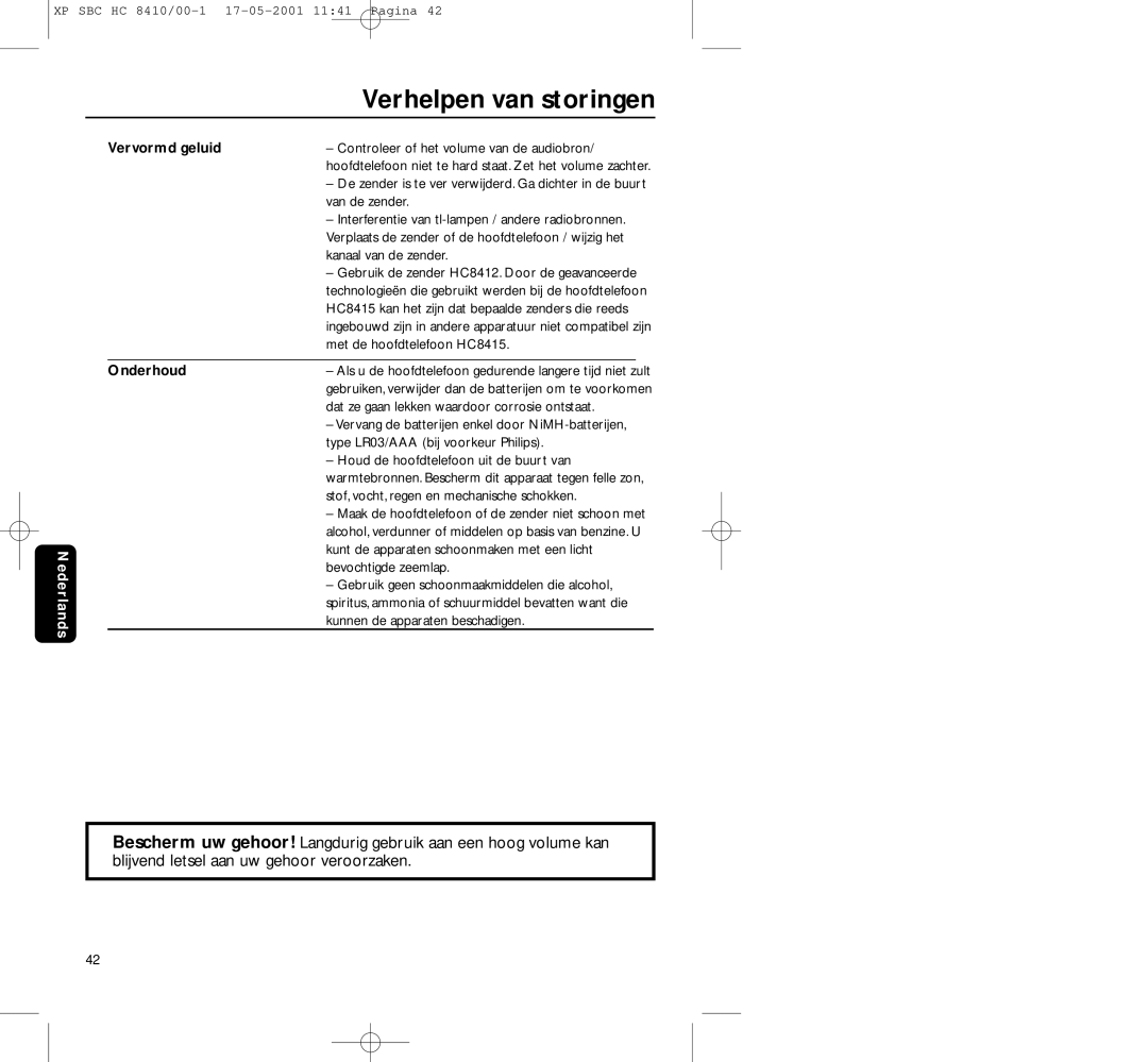 Philips HC8410 manual Verhelpen van storingen, Onderhoud 