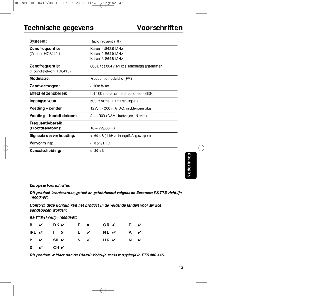 Philips HC8410 manual Technische gegevens, Voorschriften 