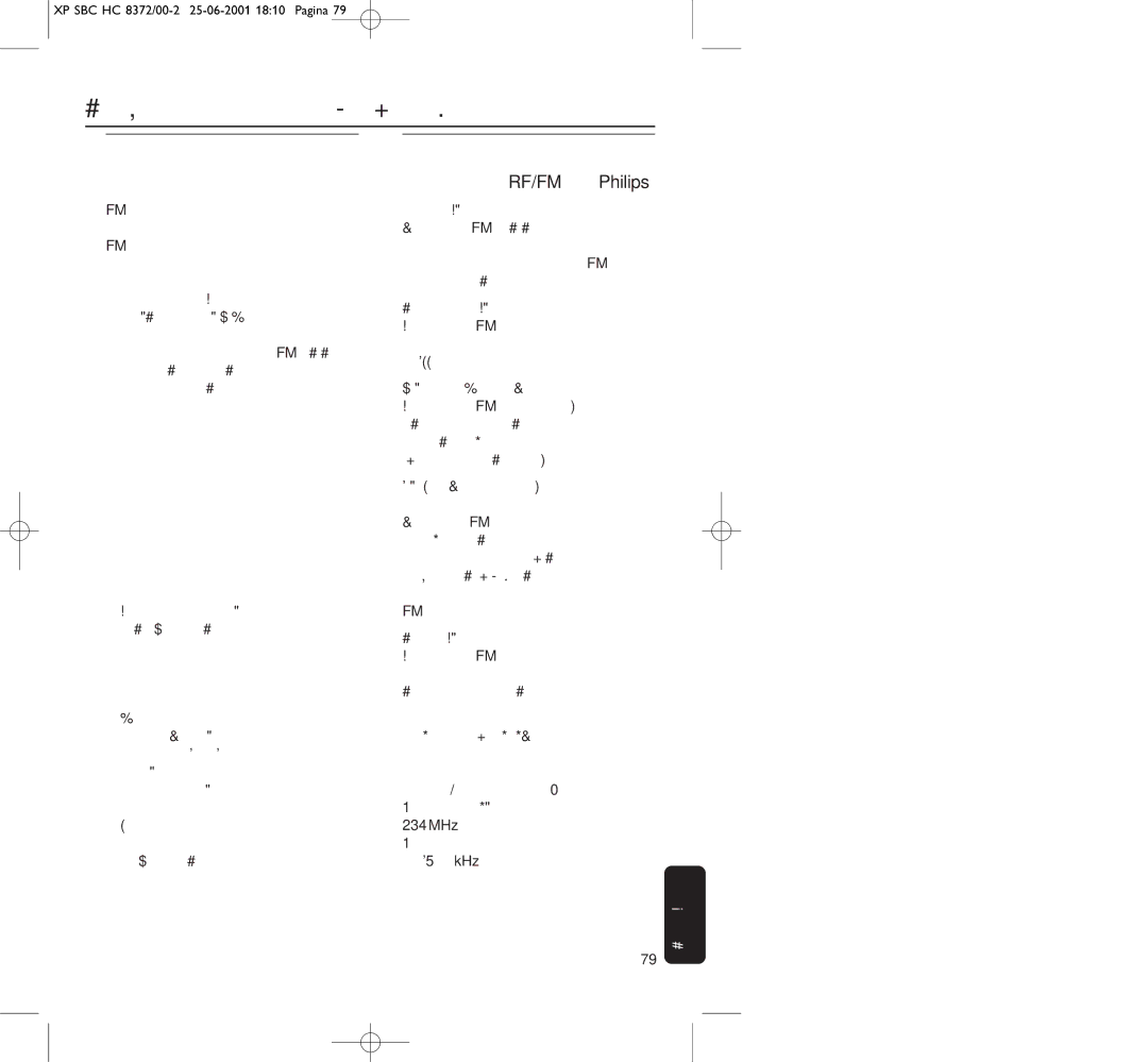 Philips HC8650 manual Rf/Fm, MHz KHz 