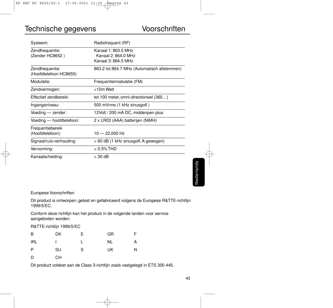 Philips HC8650 manual Technische gegevens, Voorschriften 