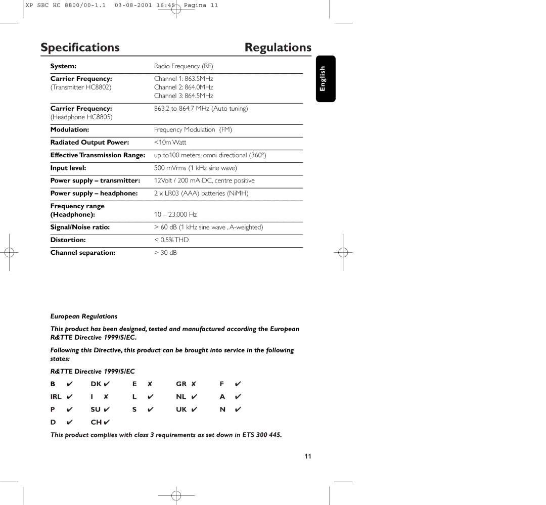 Philips HC8800 manual Speciﬁcations, Regulations 