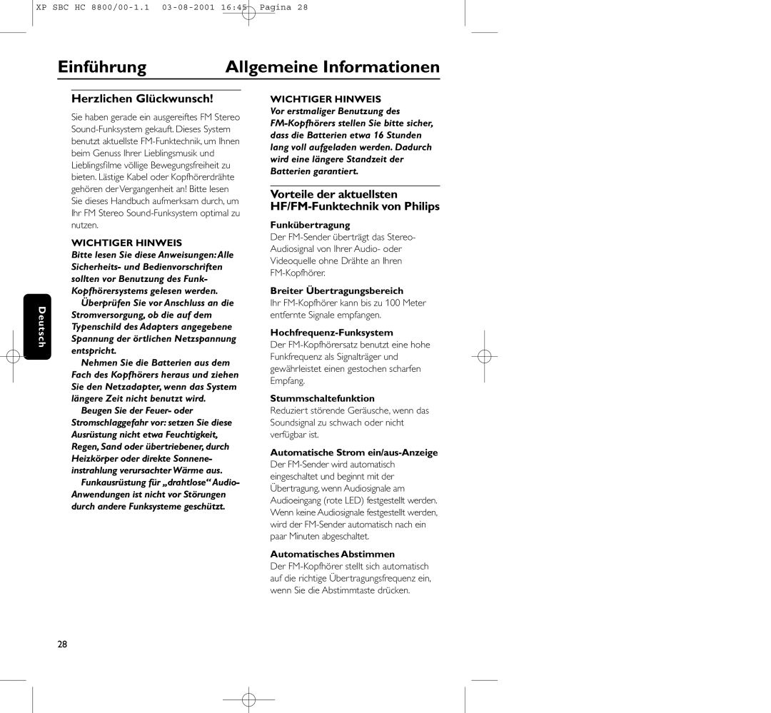 Philips HC8800 manual Einführung Allgemeine Informationen, Herzlichen Glückwunsch 