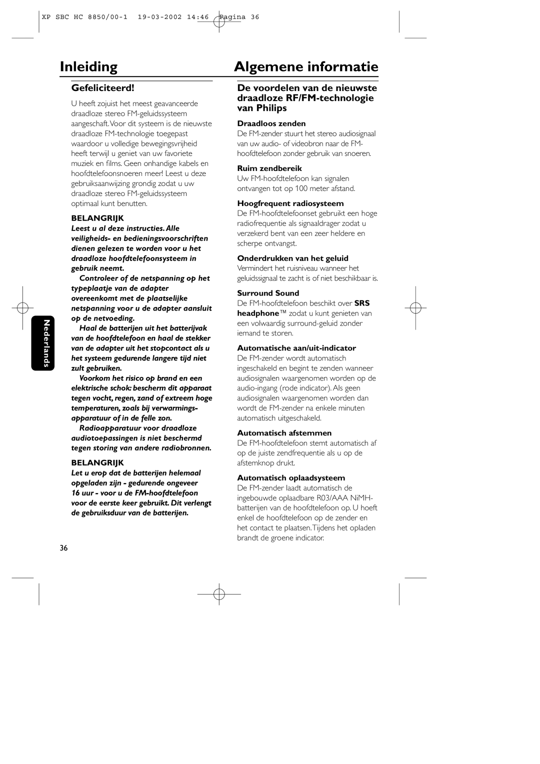 Philips HC8850 manual Inleiding Algemene informatie, Gefeliciteerd 