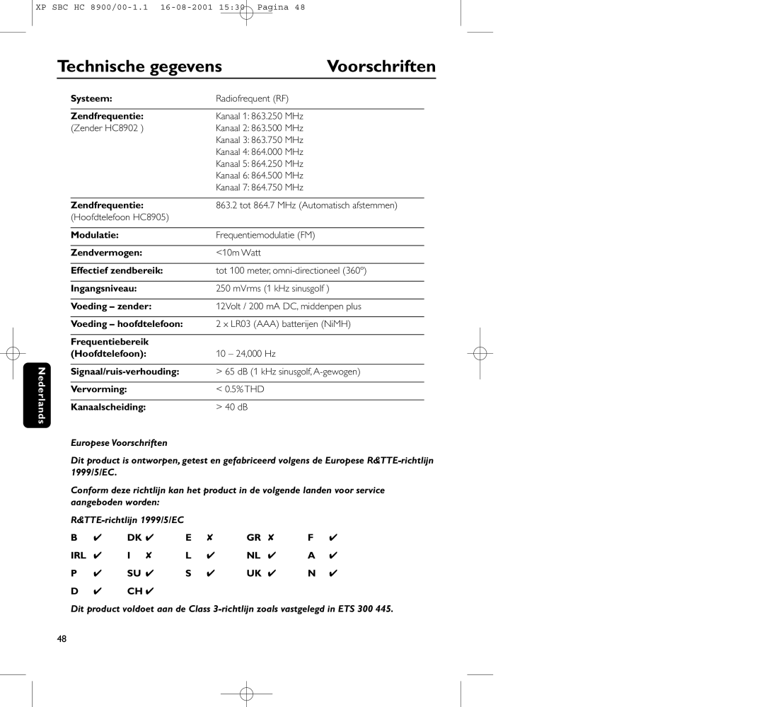 Philips HC8900 manual Technische gegevens, Voorschriften 