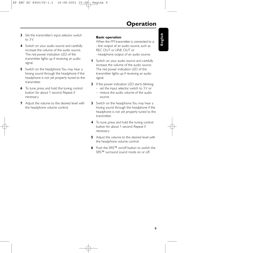 Philips HC8900 manual Operation, Basic operation 