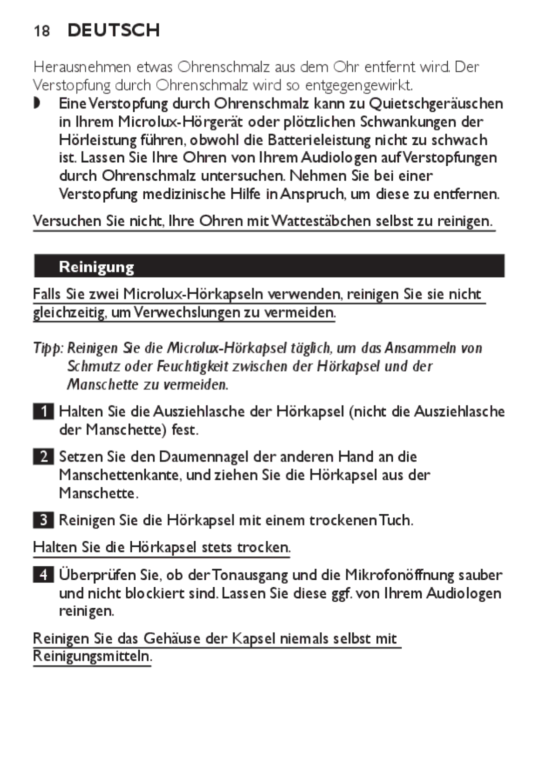 Philips HC8900 user manual Reinigung 