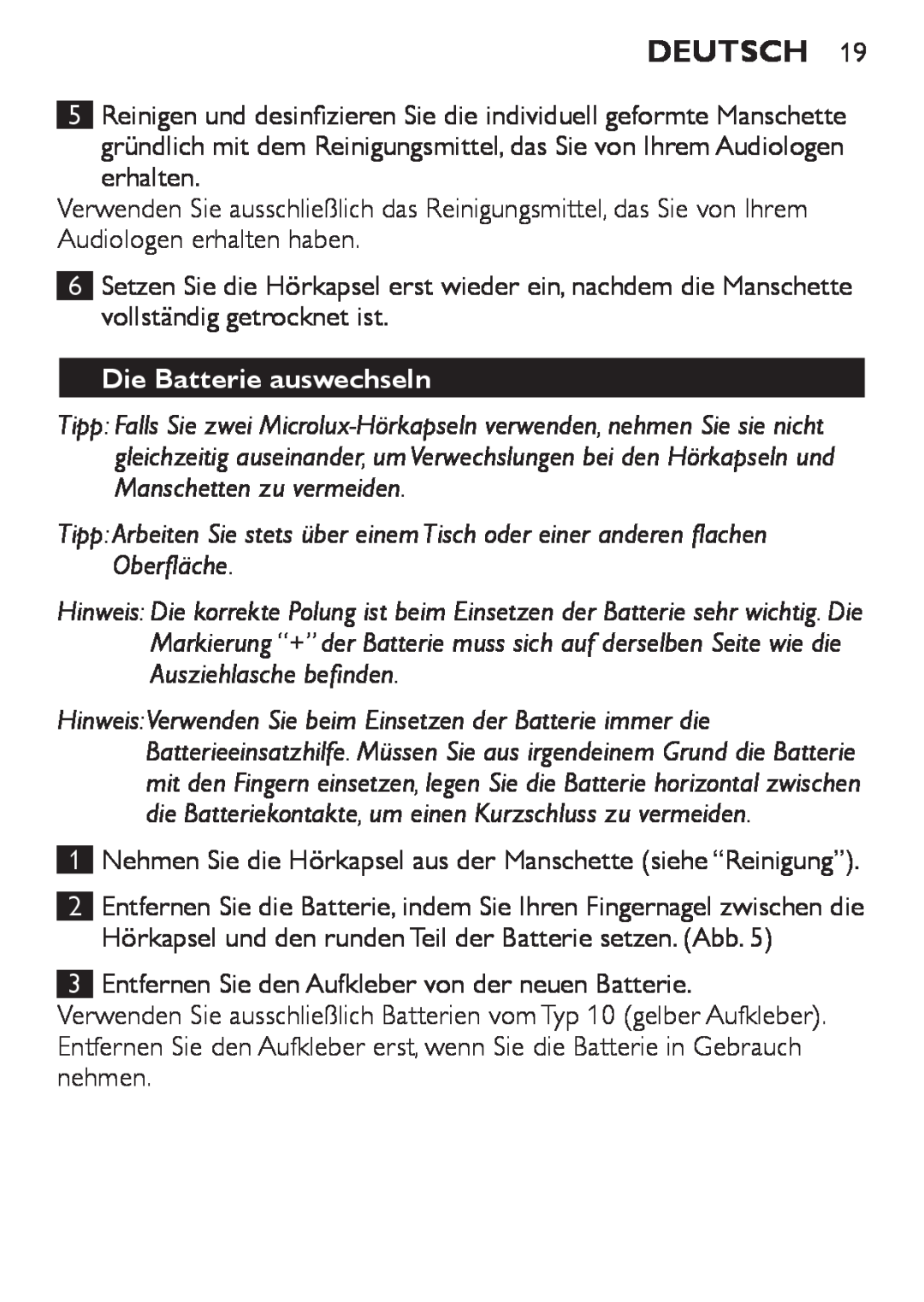 Philips HC8900 user manual Die Batterie auswechseln, Deutsch 
