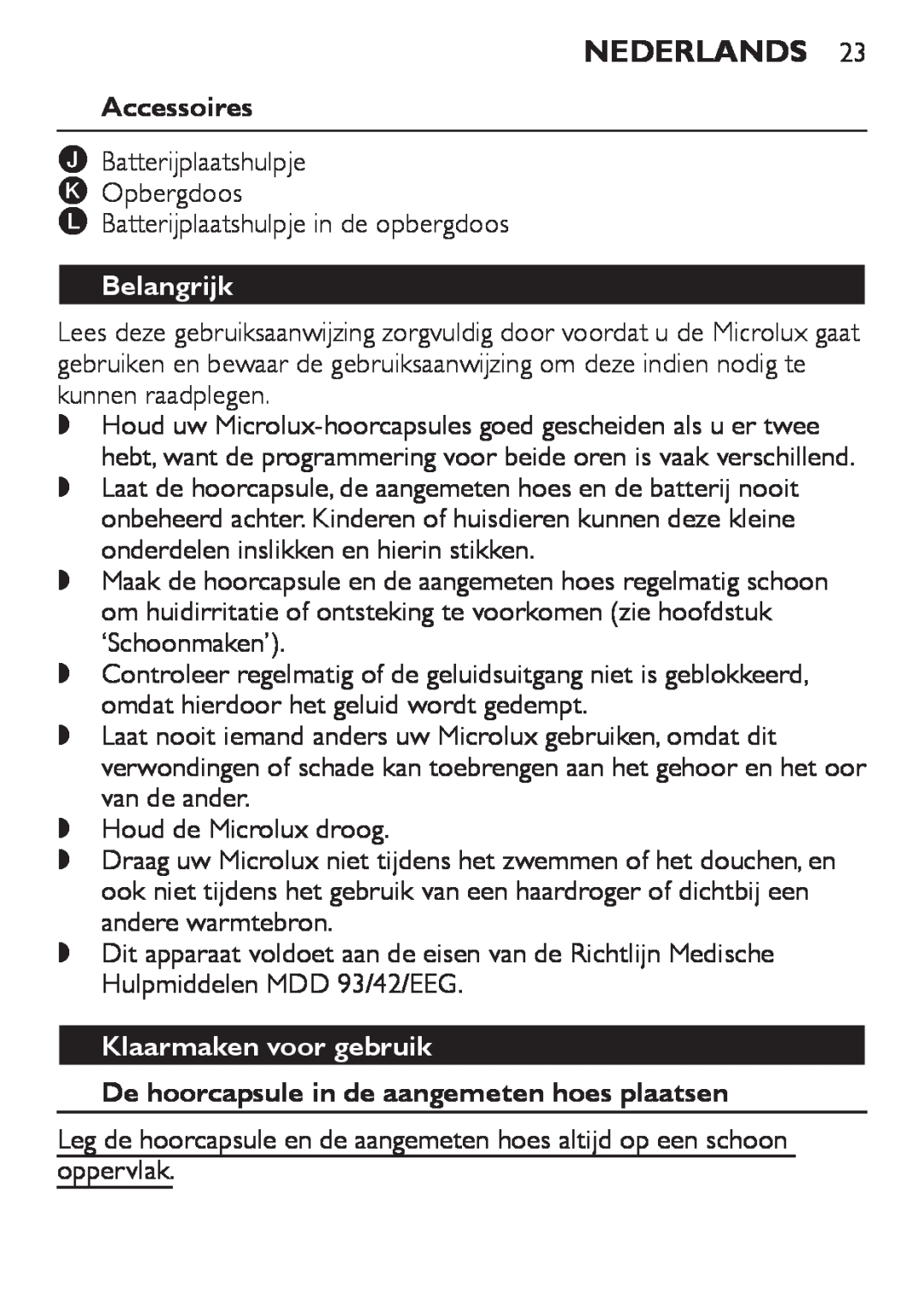 Philips HC8900 user manual Nederlands, Belangrijk, Klaarmaken voor gebruik 